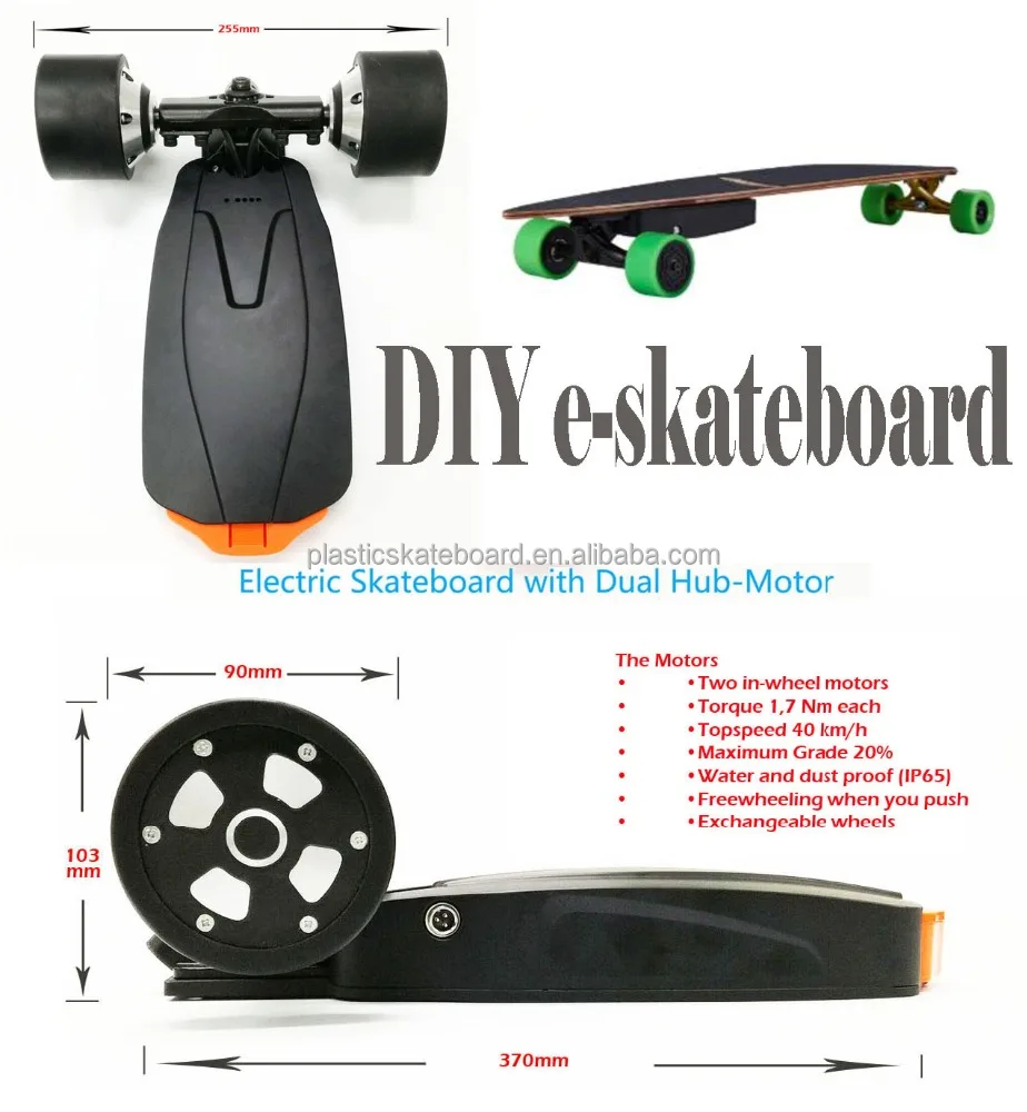 

Newest motorized electric skateboard kit drive system with dual hub motors, N/a