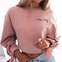 

Custom Fashion Women Bowknot Long Sleeves Hoodies Round Neck Crop Tops Pullover Hoodie