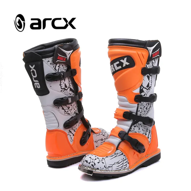 

ARCX Motorcycle Riding Boots Outdoor Motorcycle Protective Breathable Shoes Motocross boots Racing Shoes, Orange