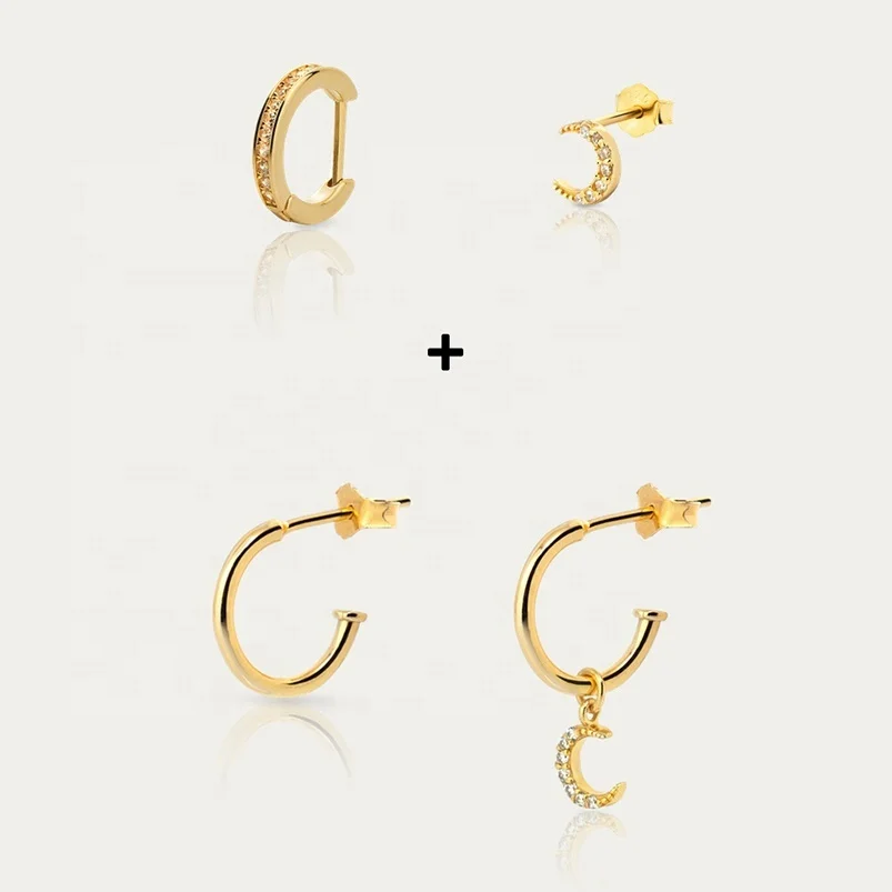 
2020 Minimalist jewelry dainty charm huggies 925 silver 18k gold dangle hoop earrings 