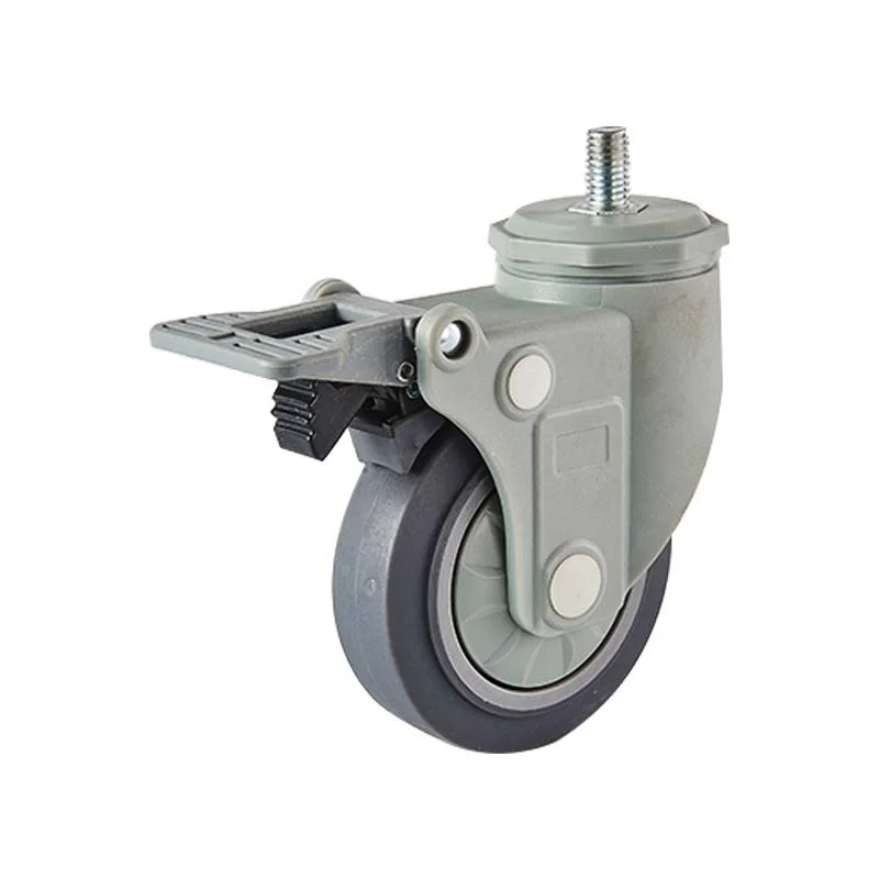 3 4 5 Inch Grey Color Nylon Bracket N High Elastic Thermoplastic Rubber Caster Wheel for Medical Equipment