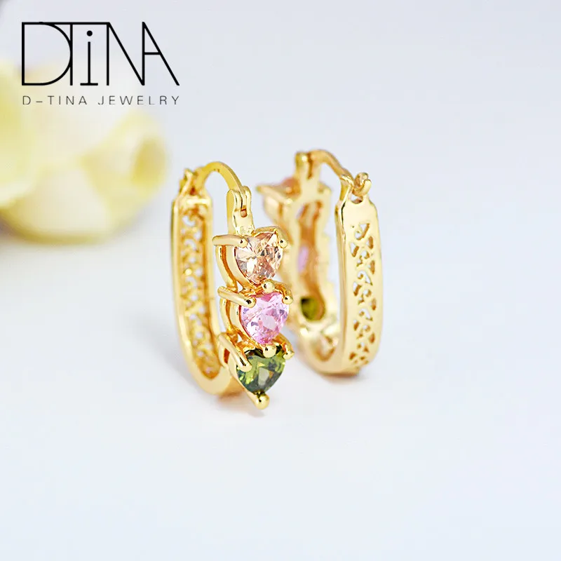 

Artificial diamond heart shaped earrings imitation Italian jewelry earring, Golden