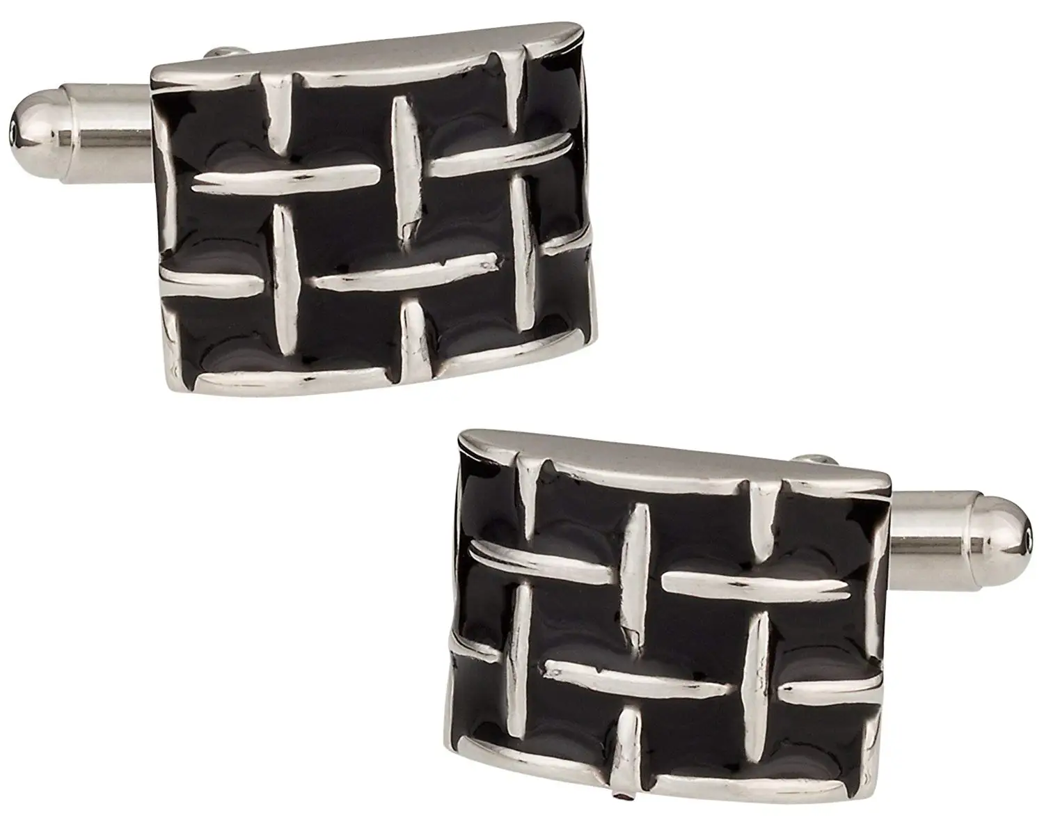 Cuff-Daddy Chunky Woven Black and Silver Cufflinks with Presentation Box