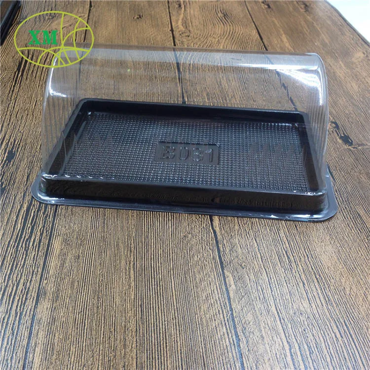 
High grade cake tray blister packaging design black plastic food disposable container 
