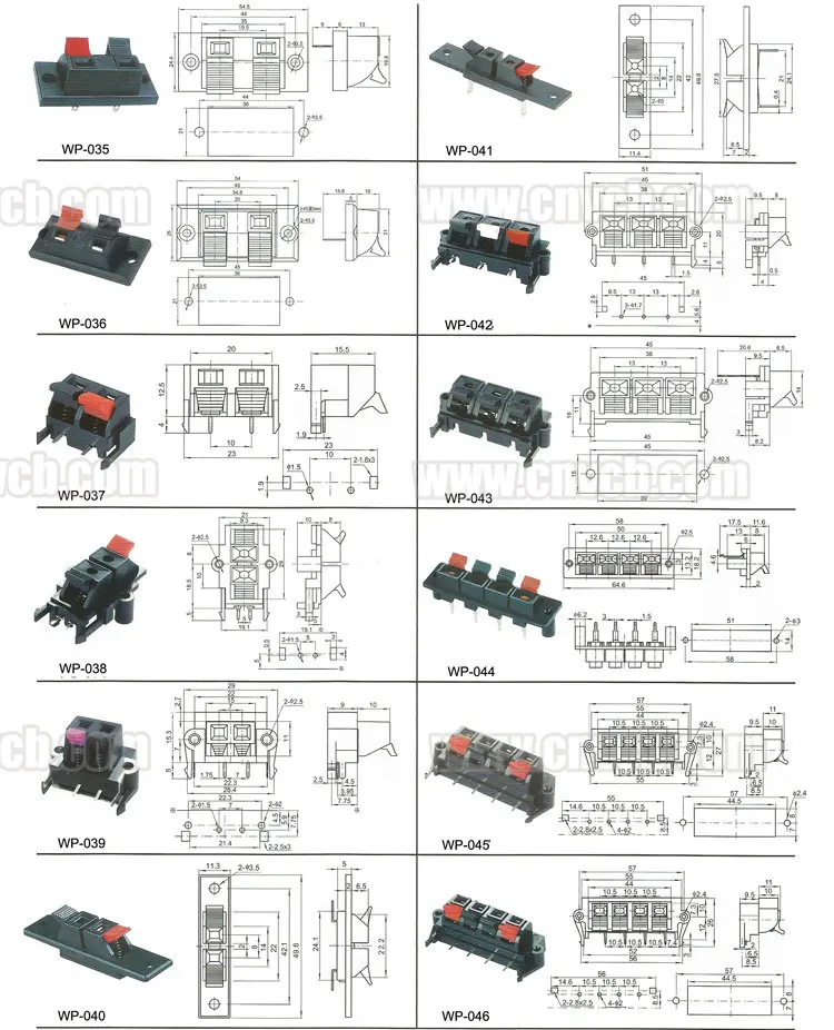 10a Batter Spring Type Terminal Blocks 4 Pin Speaker Wire Connectors