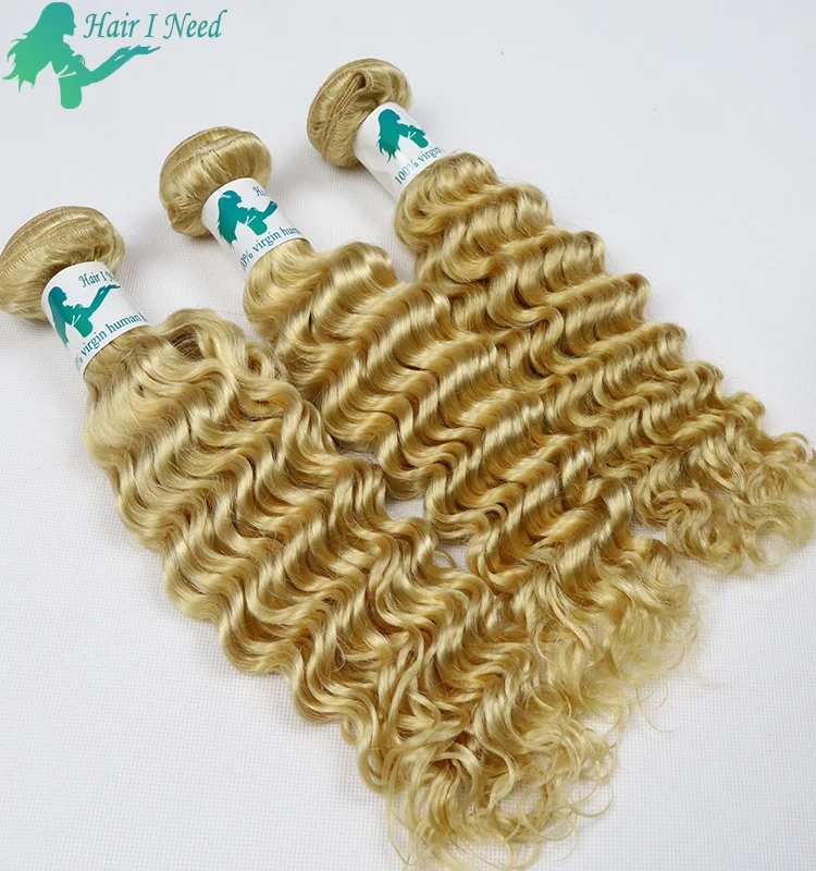 

golden 613 blond hair double weft human blonde weft hair weaving extensions curly blonde hair