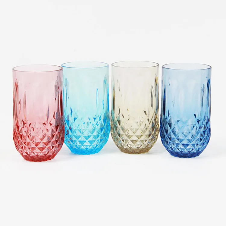 

Reusable unbreakable disposal plastic color glass water cup