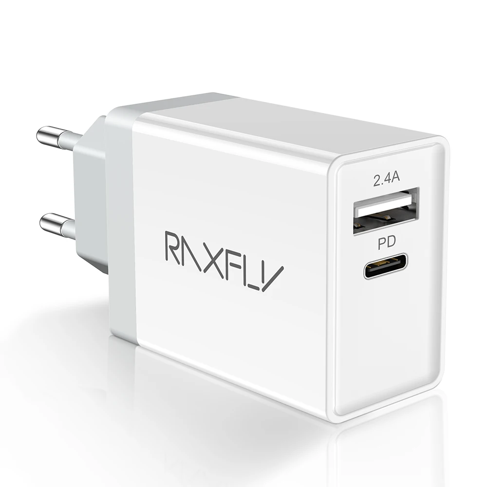 

Great Free Shipping RAXFLY 18W Type C PD Phone Charge Dual Ports Quick USB Charger