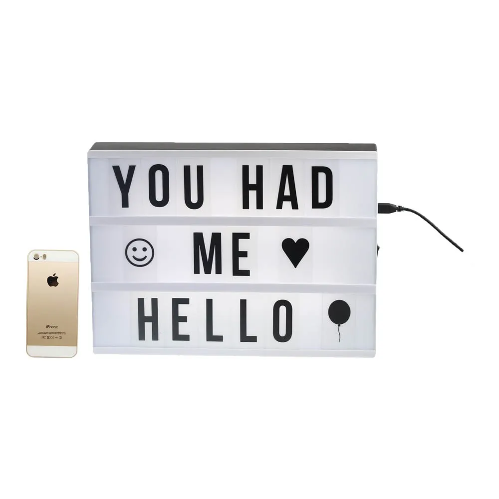 Wholesale A4 USB Battery Powered diy Lightbox of Letters Changeable Cinema Light box for home