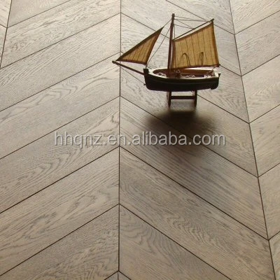 This engineered sandblasted chevron flooring has been manufactured ...