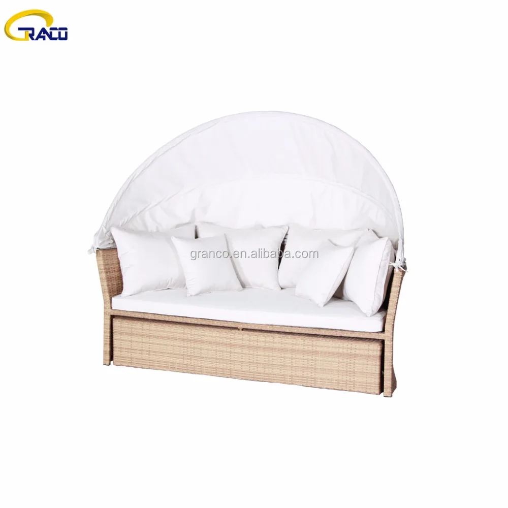 
Garden Furniture Sets Wicker Aluminium Round Sun Bed Outdoor Round classic Daybed with canopy 