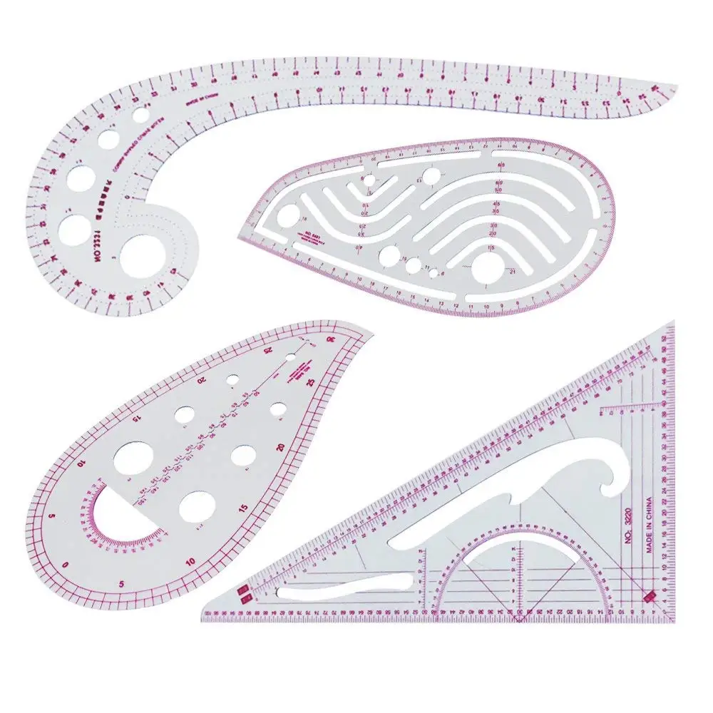 Professional Clothing Plastic Ruler Set French Curve Flexible Shaped Measure Ruler Kit Perfect Sewing Tools for Dressmaking Pattern DIY Clothing Bendable Drawing Template