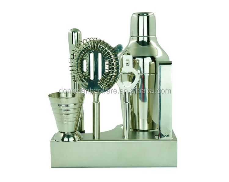 Premium Brushed Gold Etched Hammered Cocktail Shaker Barware Set With