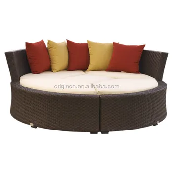 All Weather Oval Shape Sectional Ottomans Outdoor Rattan Lounger