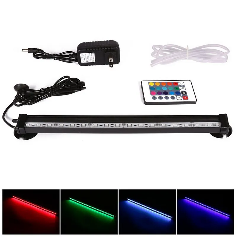 Remote 12-46CM 5050 RGB LED Aquarium Fish Tank Submersible Air Bubble Lamp light