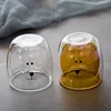 double wall bear shape glass cup for drinking