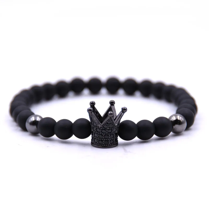 

High Qualtity Trendy Imperial Crown Charm Bracelets Men Natural Stone Stone Beads For Women Men Jewelry pulsera hombres, As the picture