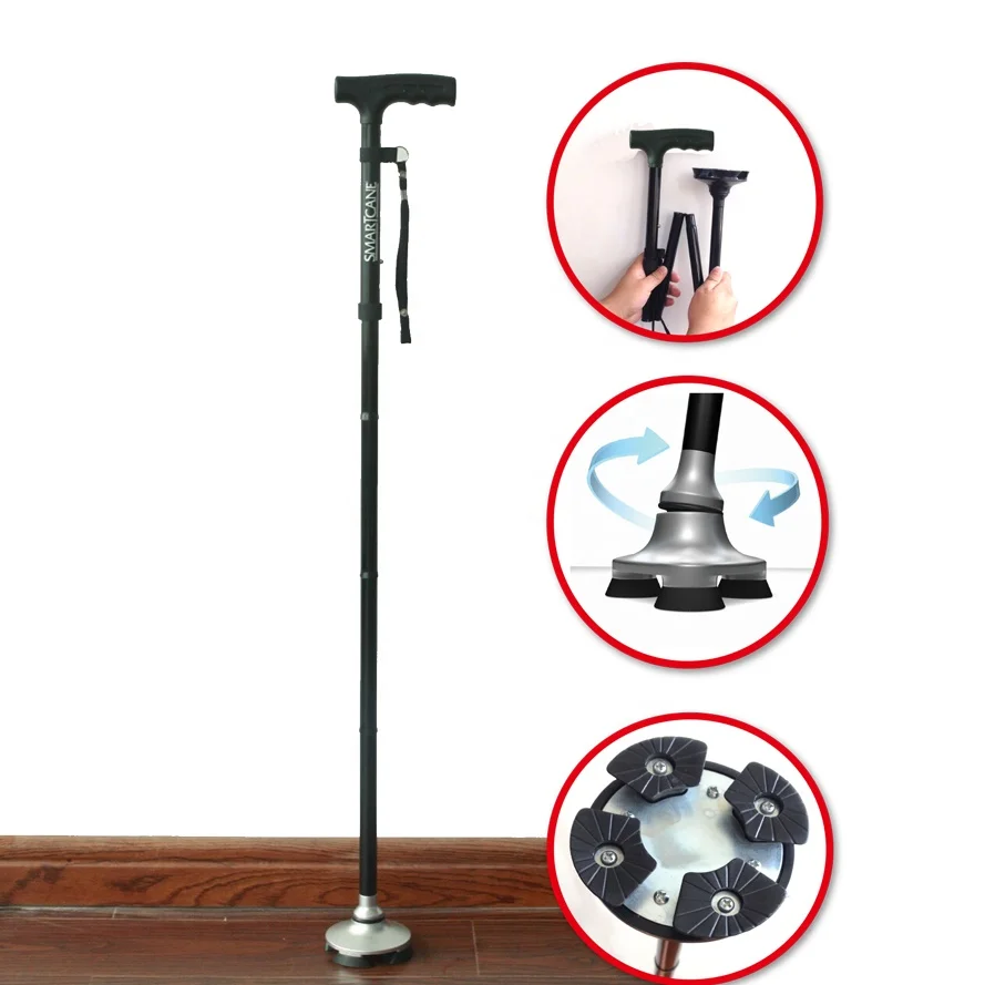 

2019 Smart Cane Four legs walking stick self standing and non slip
