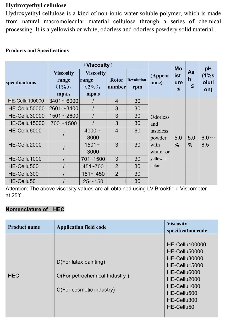 Hydroxyethyl Cellulose for cosmetic manufacturing with 99.5 % purity