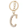 Personalised custom gold plated Alloy letter keychain wholesale letter crystal Alphabet Keyring rhinestone initial Key Chain