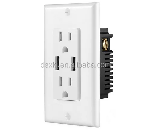 USA wall socket outlet 2.4A High Speed USB Charger Receptacle 15A Tamper Resistant Outlet & Wall Plates