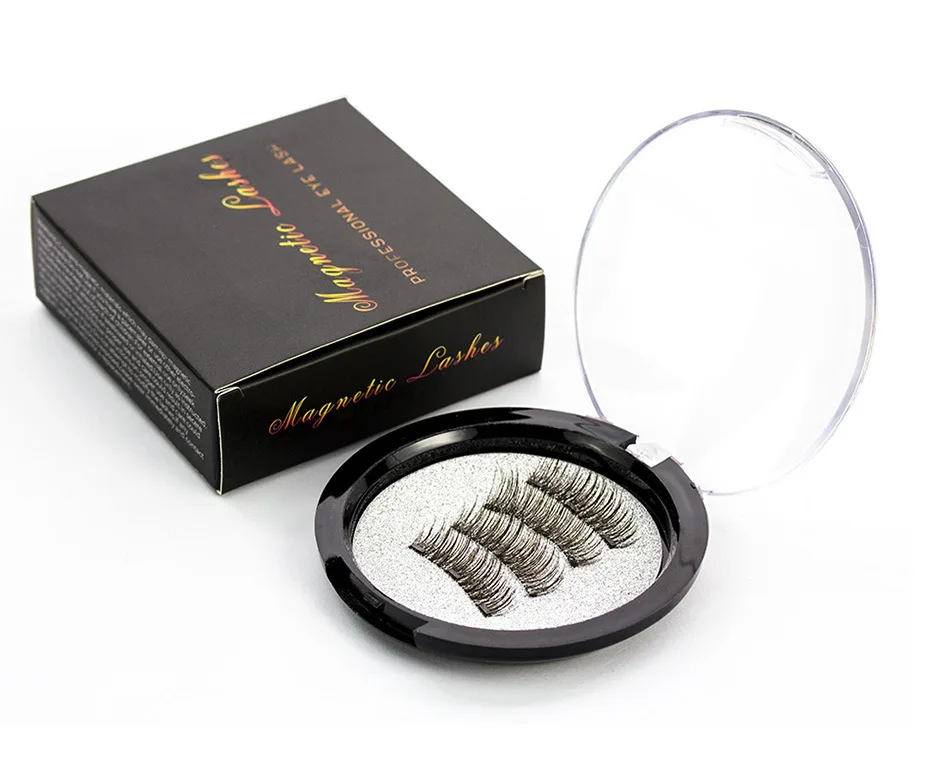 

Magnetic eyelashes with 3 magnets handmade 3D/6D magnetic lashes natural false eyelashes magnet lashes with gift box, Black