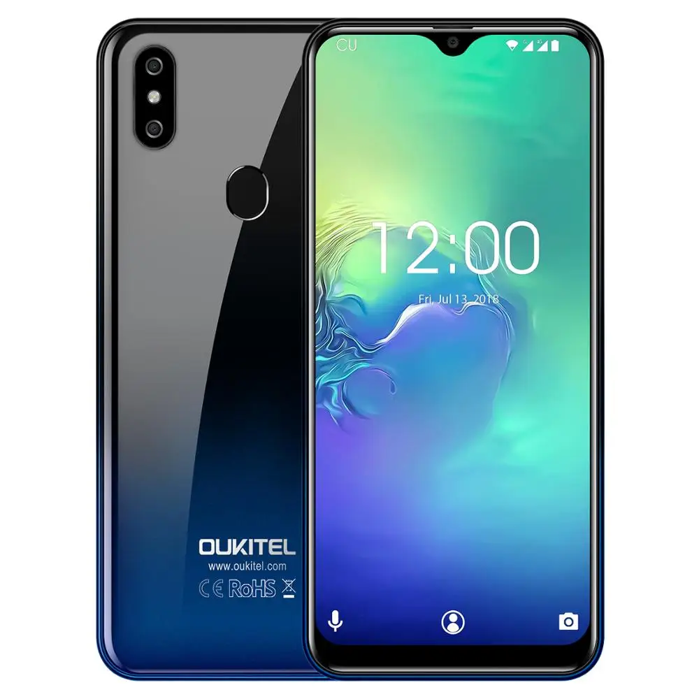 

Water Drop Screen smartphone Oukitel C15 Pro 6.08 inch MTK6761 Quad core 2GB 16GB Face ID Newest Android 9.0 4G mobile phone, Black/green/purple/gradient