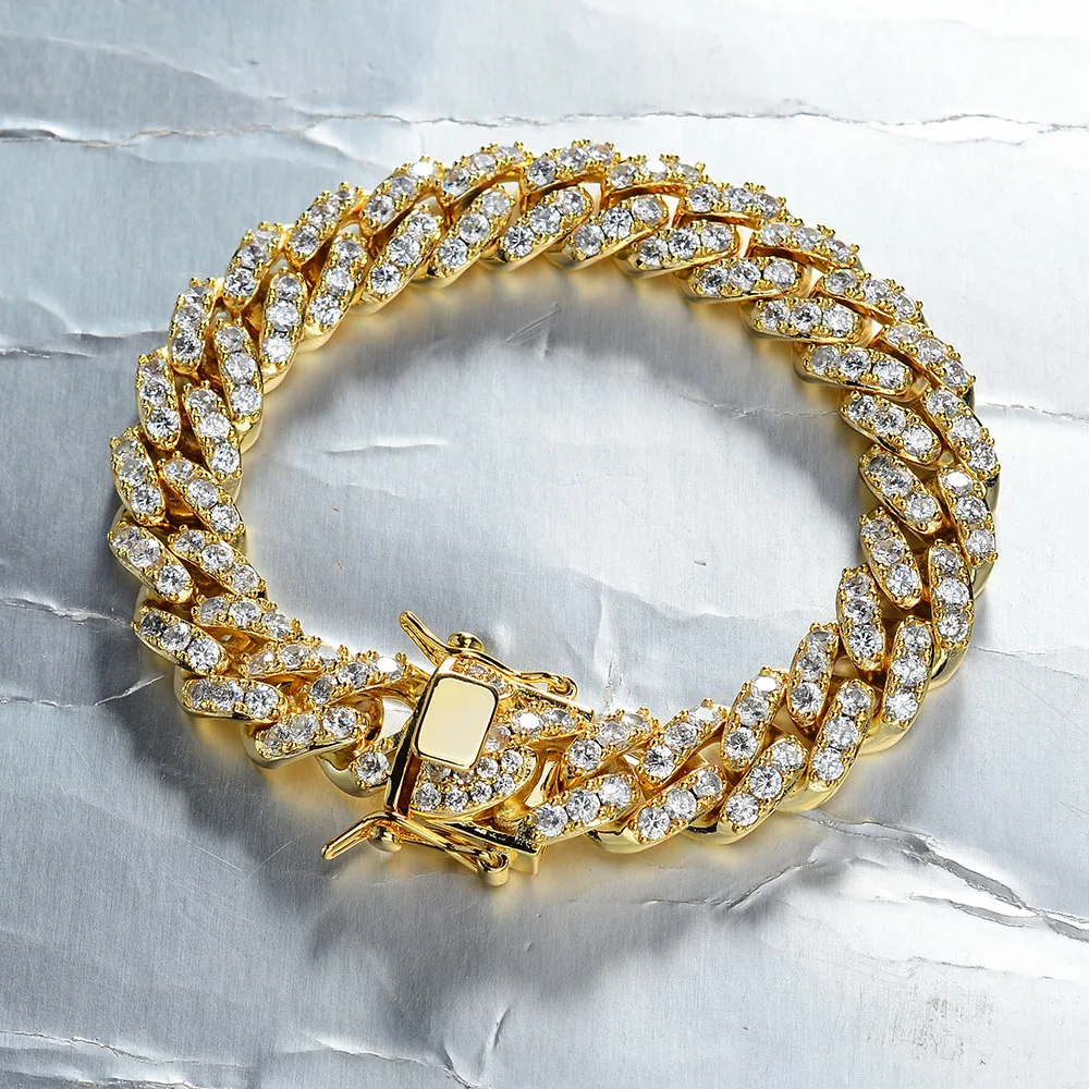 Men's Miami Cuban 12mm Iced Out Bust Down Cuban Link Men Bracelet Buy