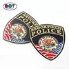 High Quality Custom Name Logo Embroidered Border Laser Cut Fabric Embroidery Arm Patches for Uniform