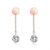 Small round earrings long tassel earrings female rose gold stud earrings