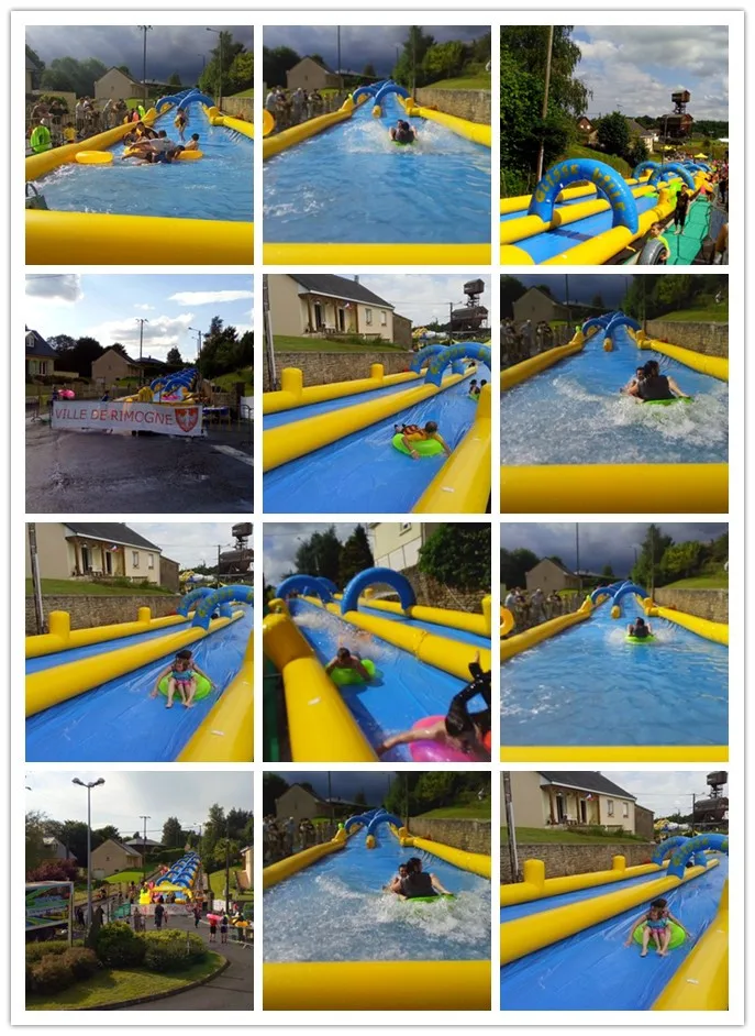 Factory price custom  inflatable water side 1000 ft slip n slide slide the city