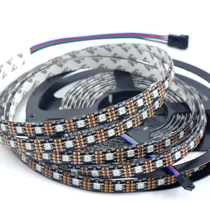 digital led strip 5050rgb apa102 led strip 60 leds black PCB