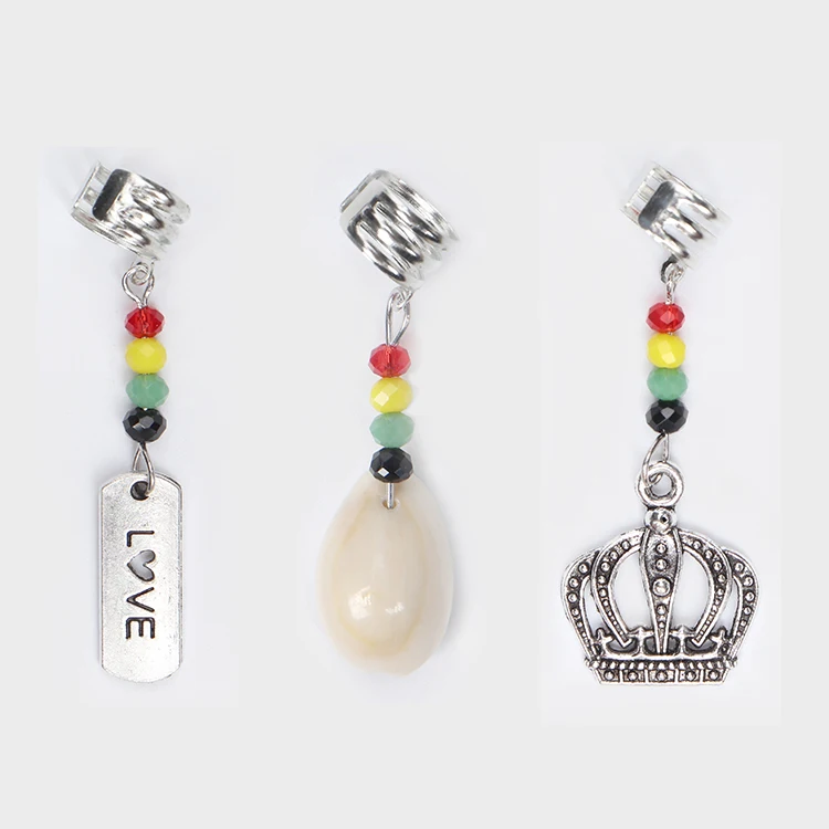 

Yiwu Silver Adjustable Hair Ring Cuff Crown Shell Love Loc Jewelry Set Braiding Hair Beaded Dreadlock Accessories