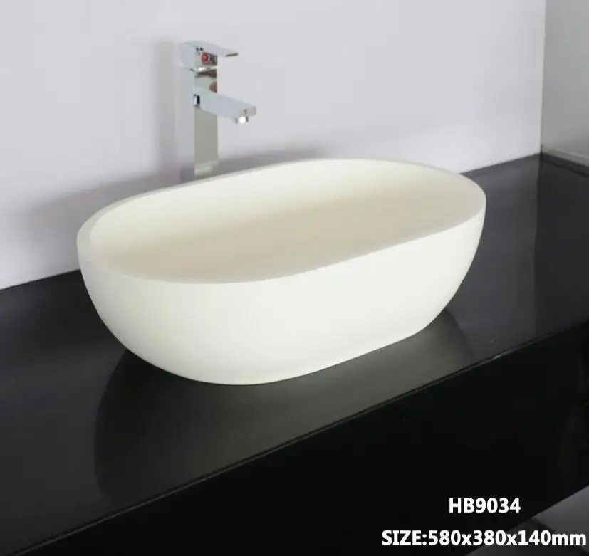 Oval Shaped Concrete Look Color Countertop Basin Wash Basins