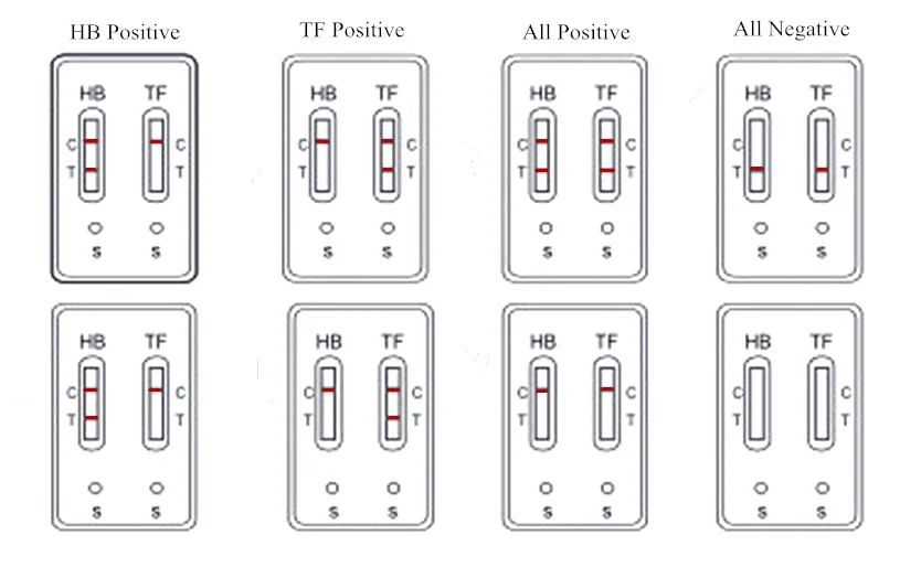 One step Human Fecal Occult Blood FOB testing kits Hemoglobin HB and Transferrin TF combo cassette