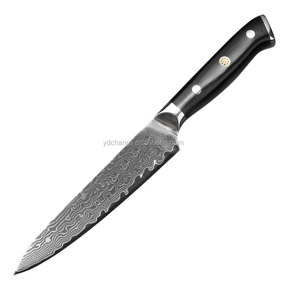 
Japanese damascus kitchen knife set with G-10 handle 