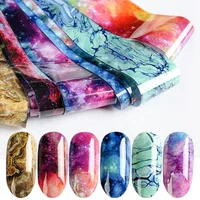 

10PCS Nail Foil Sticker Set Holographic Starry Sky Adhesive Wraps Transfer Paper Marble Shining Nail Art Decal Gel Slider