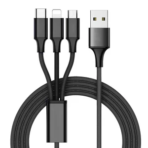3 In 1 Multiple Micro Type C Charger Braided USB Charging Data Cable