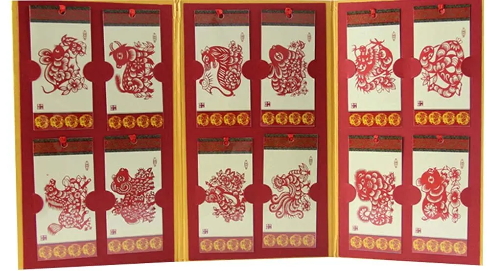 Bookmarks Paper Cutting Bookmarks Paper-cut Bookmark 12 Zodiac,Red