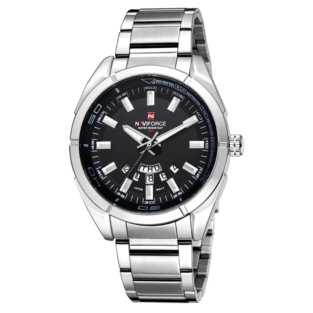

NAVIFORCE 9038 Men Quartz watch Complete Calendar Stainless Steel Multifunction Watch, As picture