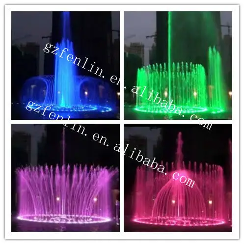 Large Colorful Outdoor Water Fountains Show with water mark