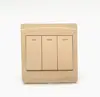 British bihu golden 13a 3 gang 2 way electric lighting wall switch