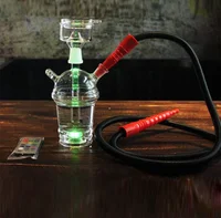 

LED Light Hookah Cup Set Shisha Pipe Narguile Chicha with Sheesha Hose Stainless Steel Bowl Charcoal Holder