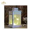 White candle holder lantern with LED string light for home bedroom decoration