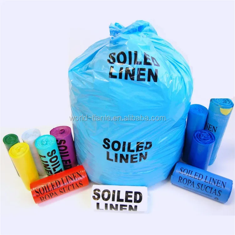 20-30 Gallon Blue pre-Printed Bags for Collecting Laundry. 1 Roll of 20 Plastic Disposable Bags for soiled Linen AMZ Supply Laundry Bags 30 x 43 