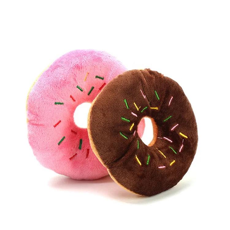 

High Quality Plush Stuffed Squeaky Pet Dog Toy Donut, As pictures