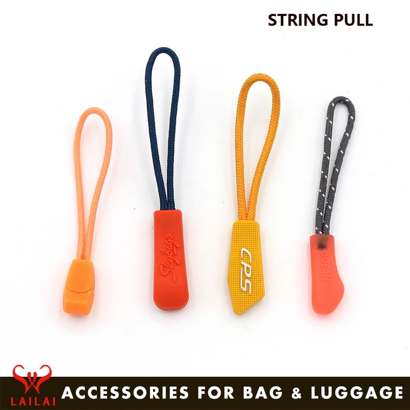 Wholesale Rubber Tags Brand Logo Cord Novelty Zipper Pulls Colored Pvc