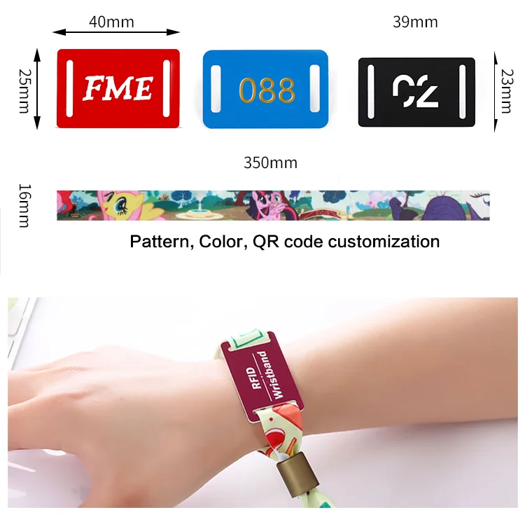 High Quality 13.56MHz Compatible Woven RFID Fabric Wristband