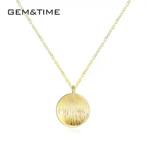 GEM&TIME  14K Solid Real Gold Necklace  Simple Circle Shape Design  Necklaces HIgh Quality  Wholesale Jewelry