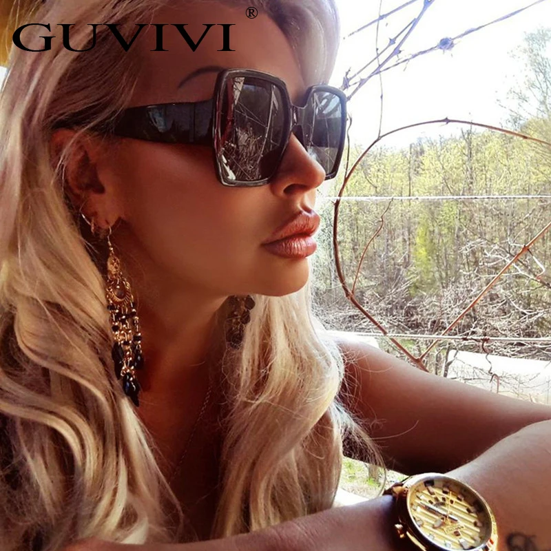 

GUVIVI CE&FDA Wholesale Italian brand Sunglasses square frame Oversized UV400 Flat top oversized sunglasses, Pink;rose gold;red;blue;green